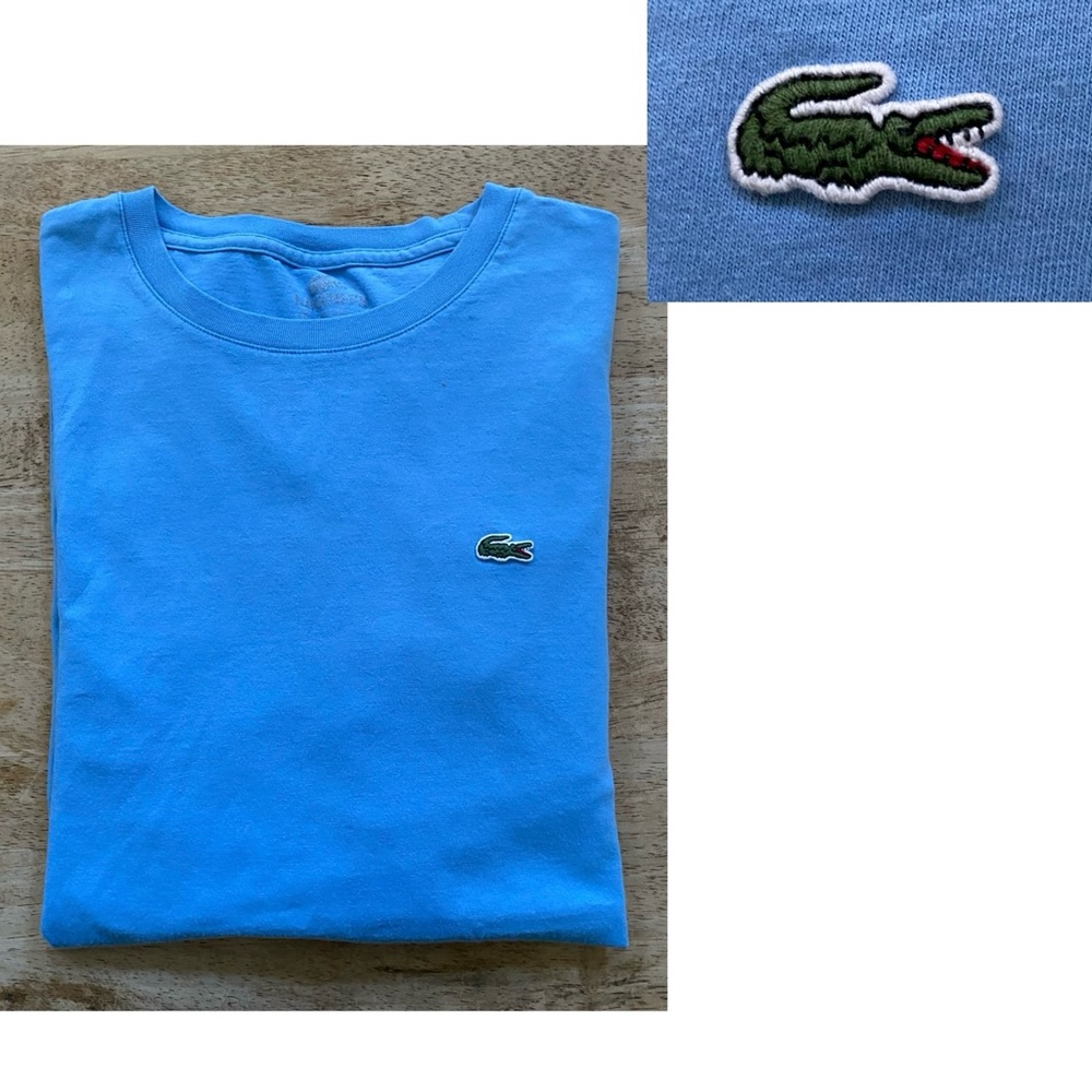 Lacoste Men’s Sz Eur 6/US L Blue‎ Cotton Short Sleeve Tee